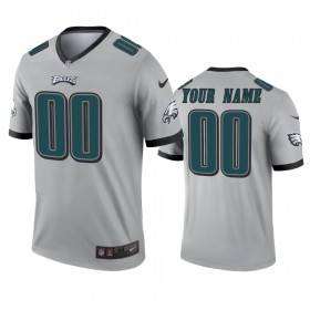 Maillot Homme Philadelphia Eagles Personnalisé Silver Inverted Legend